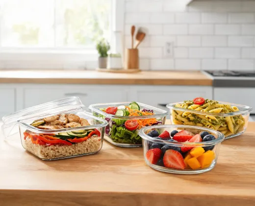 Glass meal prep containers