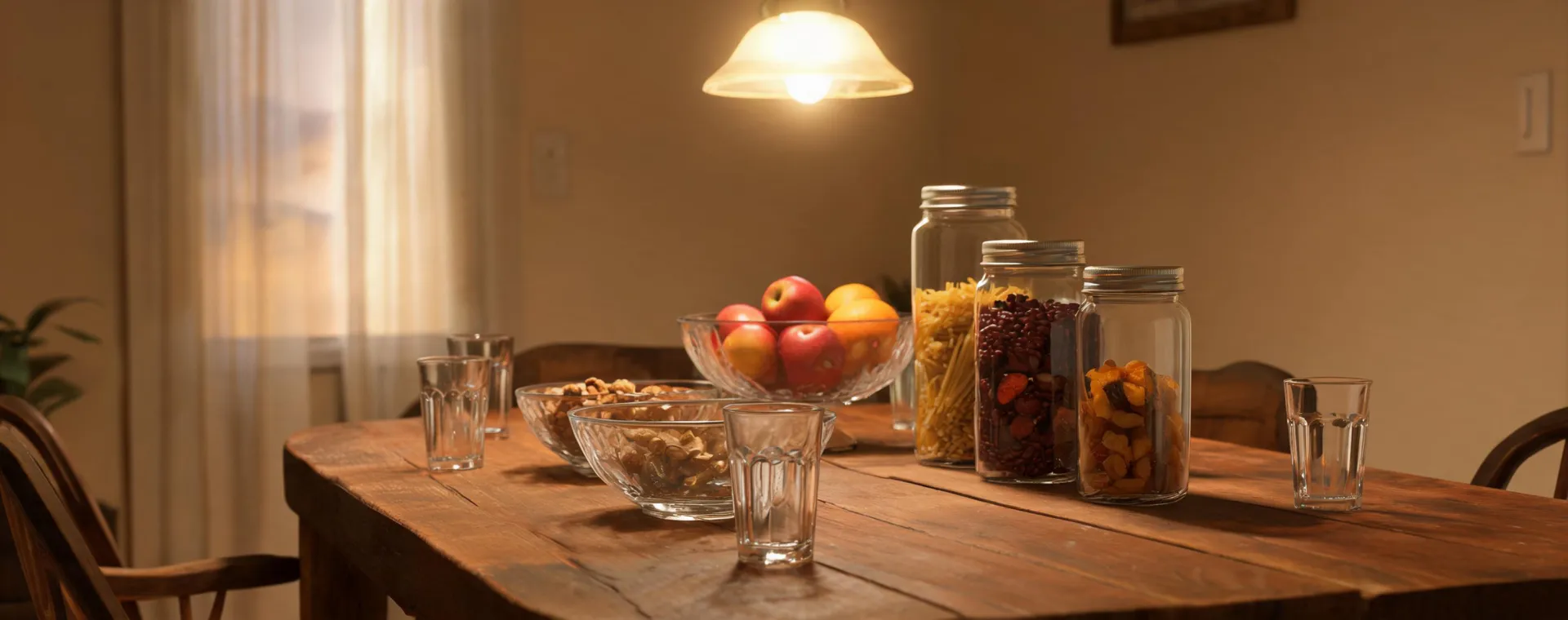 Table set with glassware for a shared meal
