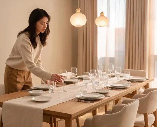 Interior stylist glass table setting